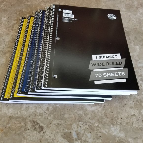 NEW 6 Pack Bundle of Spiral Notebooks: 1-subject, 70-count, Wide Ruled - Picture 6 of 7